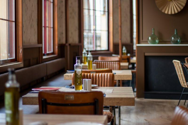 Inside Cafe Rio restaurant with warm ambiance